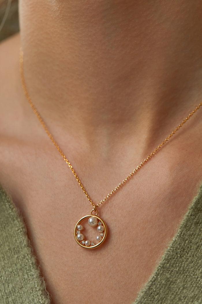 Estella Bartlett Pearl CZ Cut-Out Pendant Gold Plated | Pearl Packaging Message: One Of A Kind