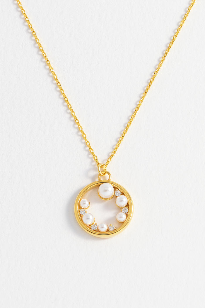 Estella Bartlett Pearl CZ Cut-Out Pendant Gold Plated | Pearl Packaging Message: One Of A Kind