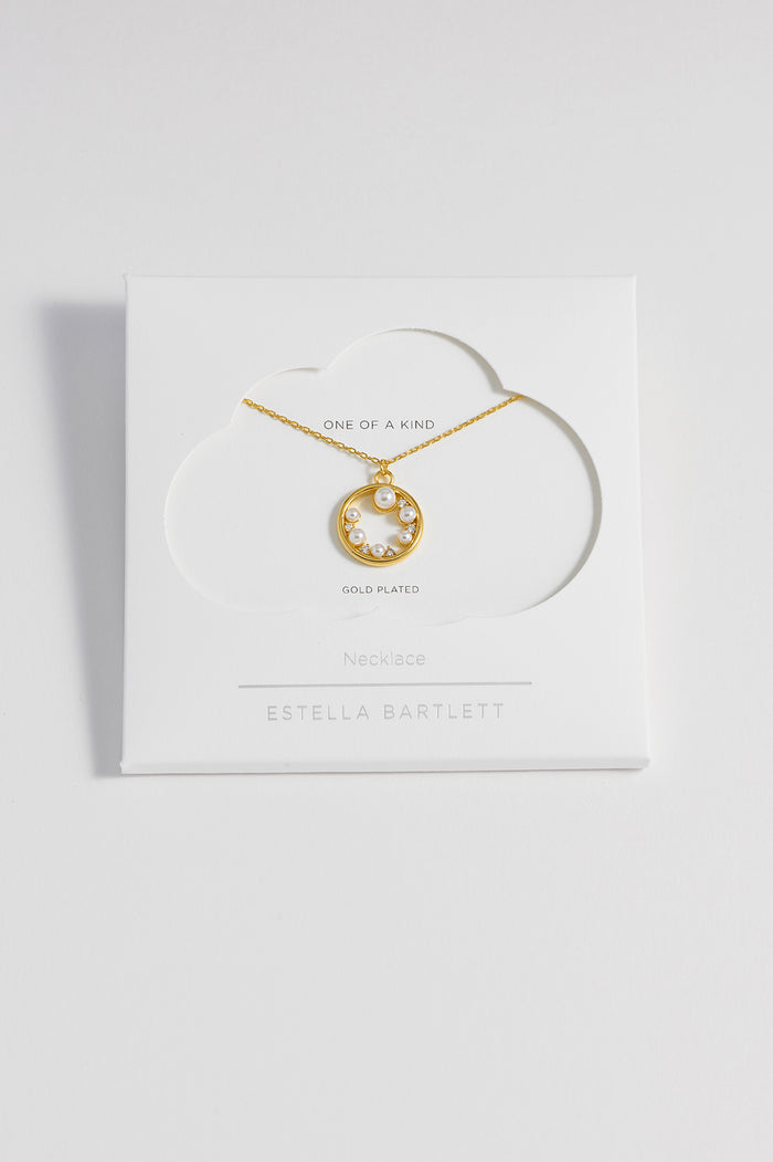 Estella Bartlett Pearl CZ Cut-Out Pendant Gold Plated | Pearl Packaging Message: One Of A Kind