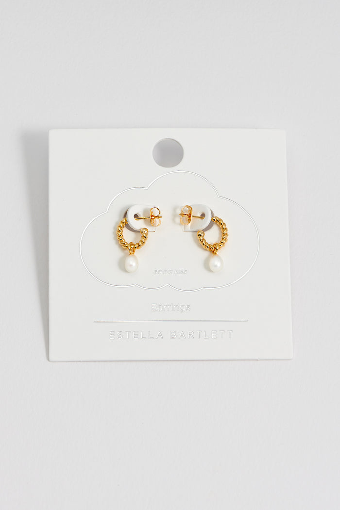 Estella Bartlett Pearl Drop And Twist Hoop Earrings Gold Plated | Pearl