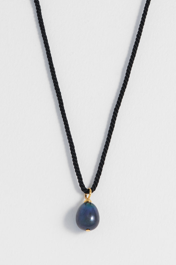 Estella Bartlett Pearl Drop Cord Necklace Gold Plated | Blue Pearl