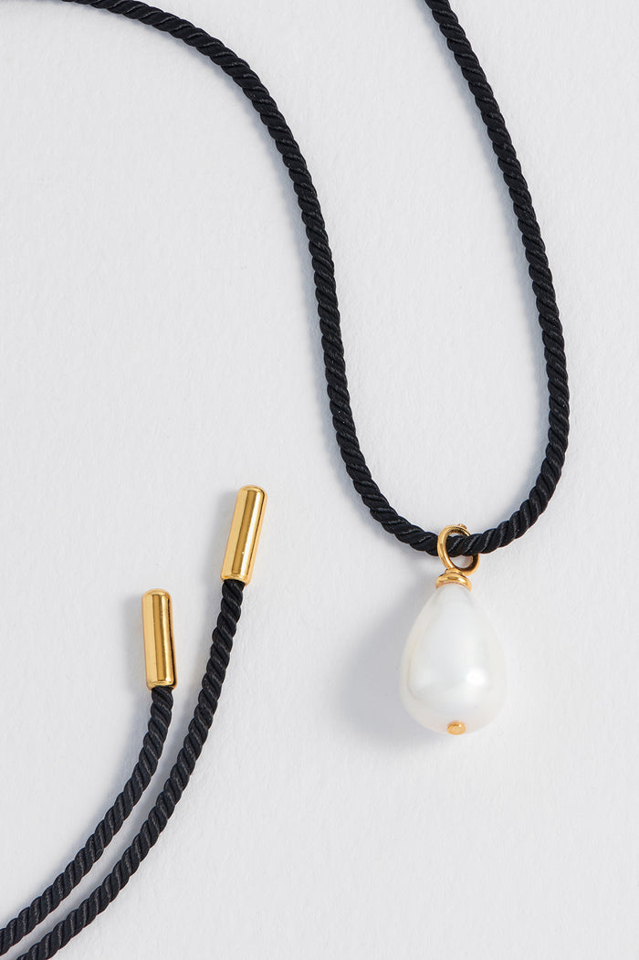 estella bartlett Pearl Drop Cord Necklace Gold Plated | Pearl
