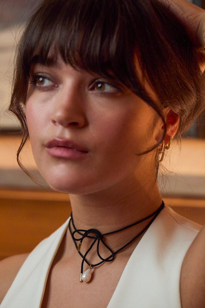 Estella Bartlett Pearl Drop Cord Necklace Gold Plated | Pearl