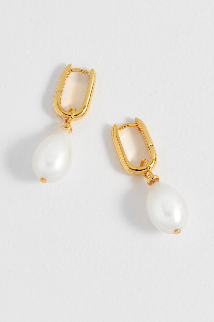 estella bartlett Pearl Drop Link Earrings Waterproof PVD Gold Plated | Pearl estella bartlett Pearl Drop Link Earrings Waterproof PVD Gold Plated | Pearl