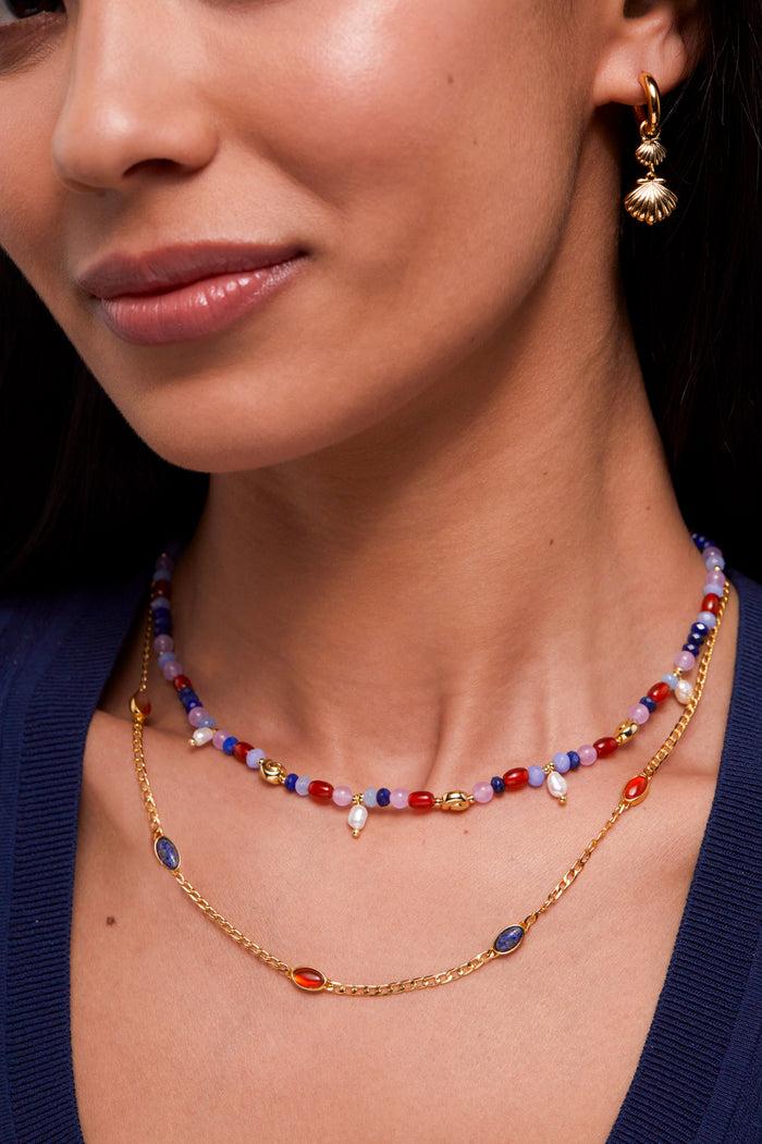 Estella Bartlett Pearl Gemstone Shell Necklace Gold Plated | Multi