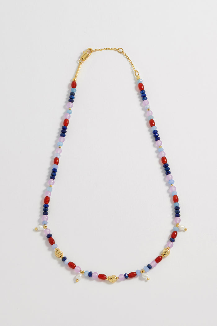 Estella Bartlett Pearl Gemstone Shell Necklace Gold Plated | Multi