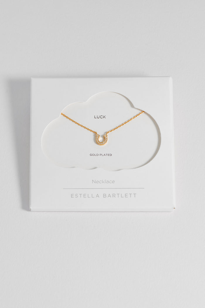 estella bartlett Pearl Horseshoe Necklace Gold Plated Packaging Message: Luck