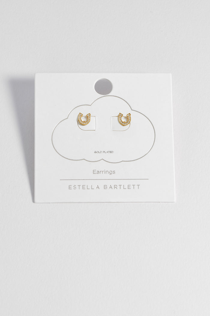 Estella Bartlett Pearl Horseshoe Stud Earrings Gold Plated