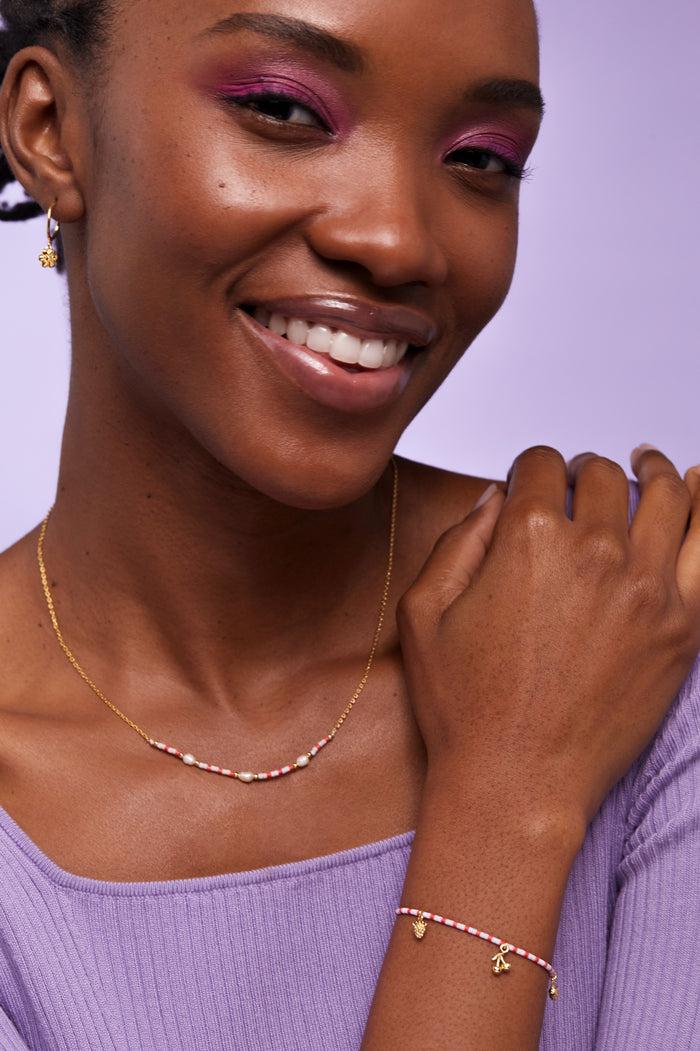 Estella Bartlett Pearl Miyuki Necklace Gold Plated | Pearl Packaging Message: Smile Love Dream