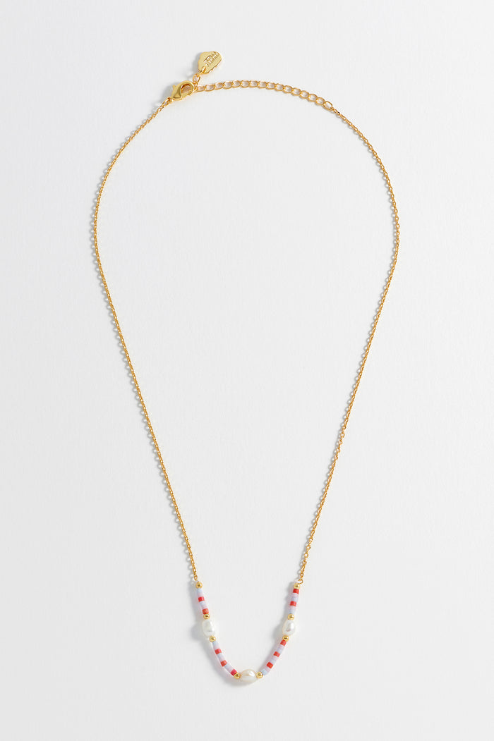 Estella Bartlett Pearl Miyuki Necklace Gold Plated | Pearl Packaging Message: Smile Love Dream