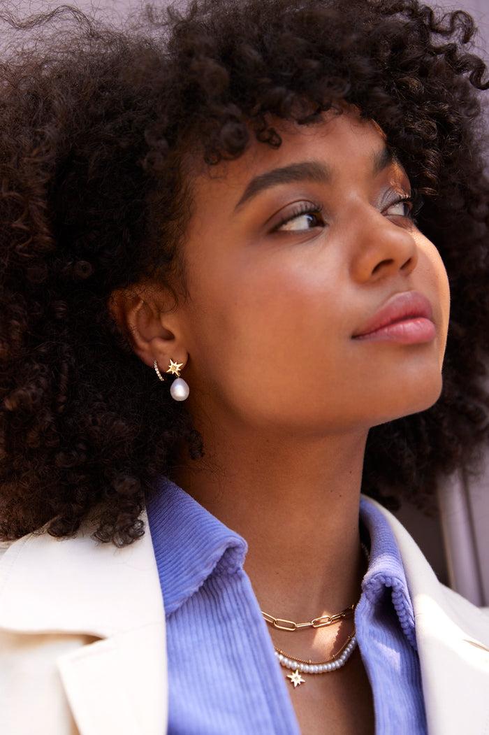 Estella Bartlett Pearl Northern Star Earrings Gold Plated | Pearl