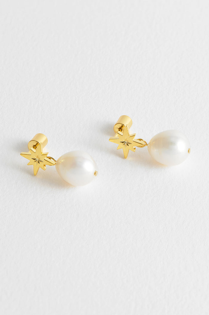 estella bartlett Pearl Northern Star Earrings Gold Plated | Pearl