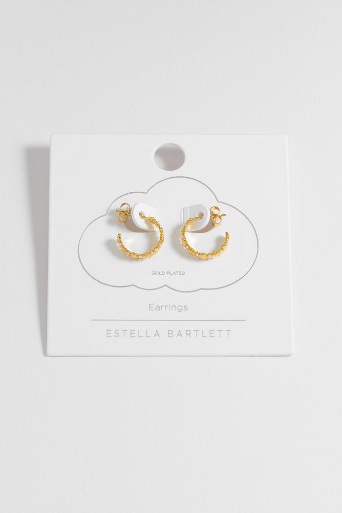 Estella Bartlett Pearl Scallop Hoops Gold Plated | Pearl