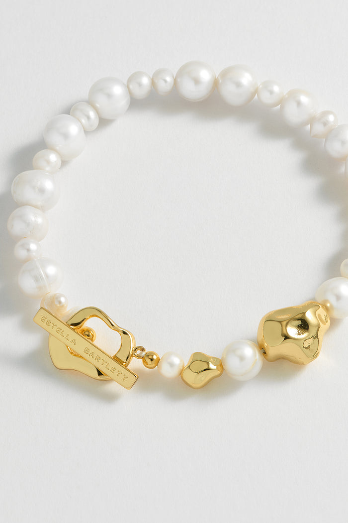 Estella Bartlett Pearl T-Bar Bracelet Gold Plated | Pearl