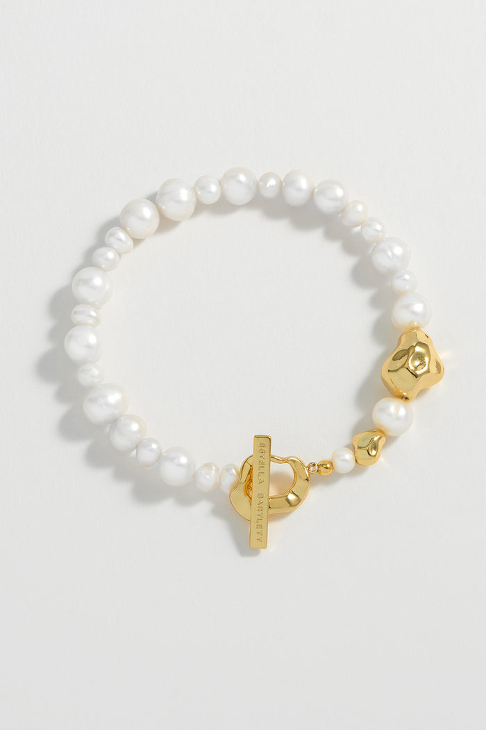estella bartlett Pearl T-Bar Bracelet Gold Plated | Pearl
