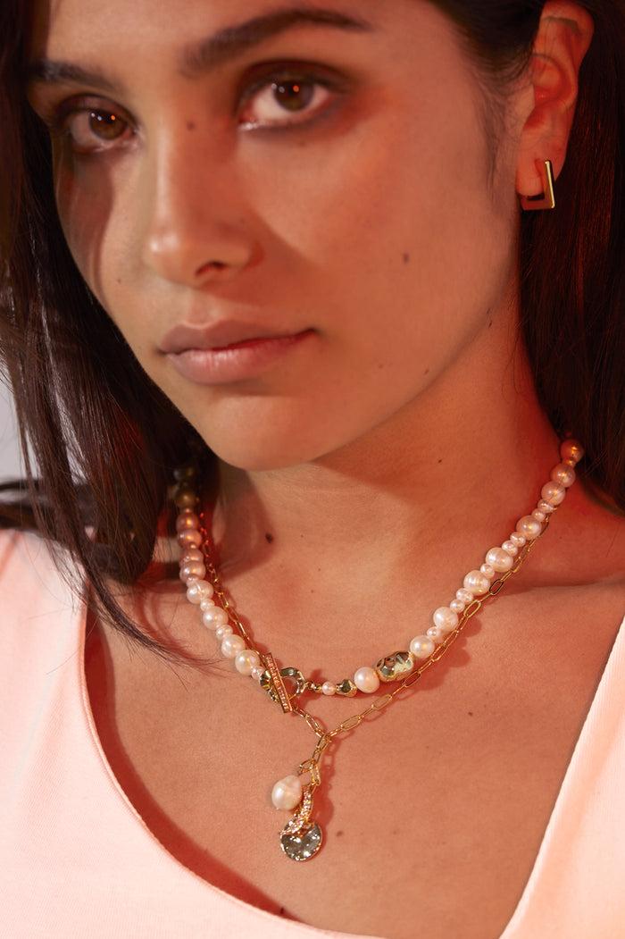 Estella Bartlett Pearl T-Bar Necklace Gold Plated | Pearl