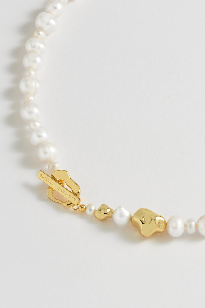 estella bartlett Pearl T-Bar Necklace Gold Plated | Pearl
