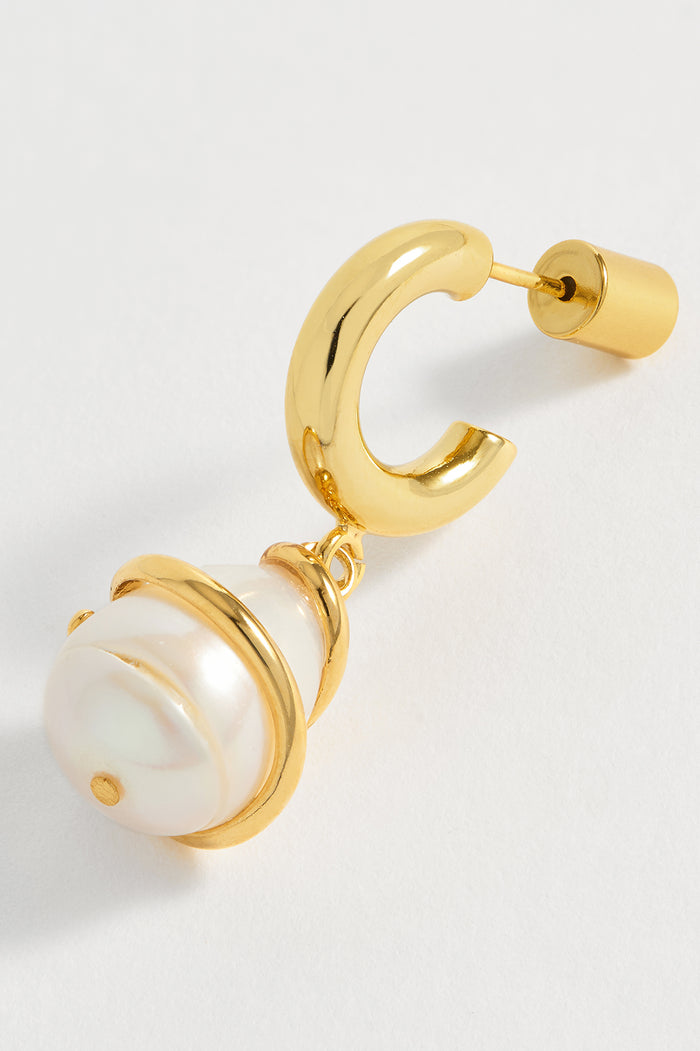 Estella Bartlett Pearl Wrap Drop Hoops Gold Plated | Pearl