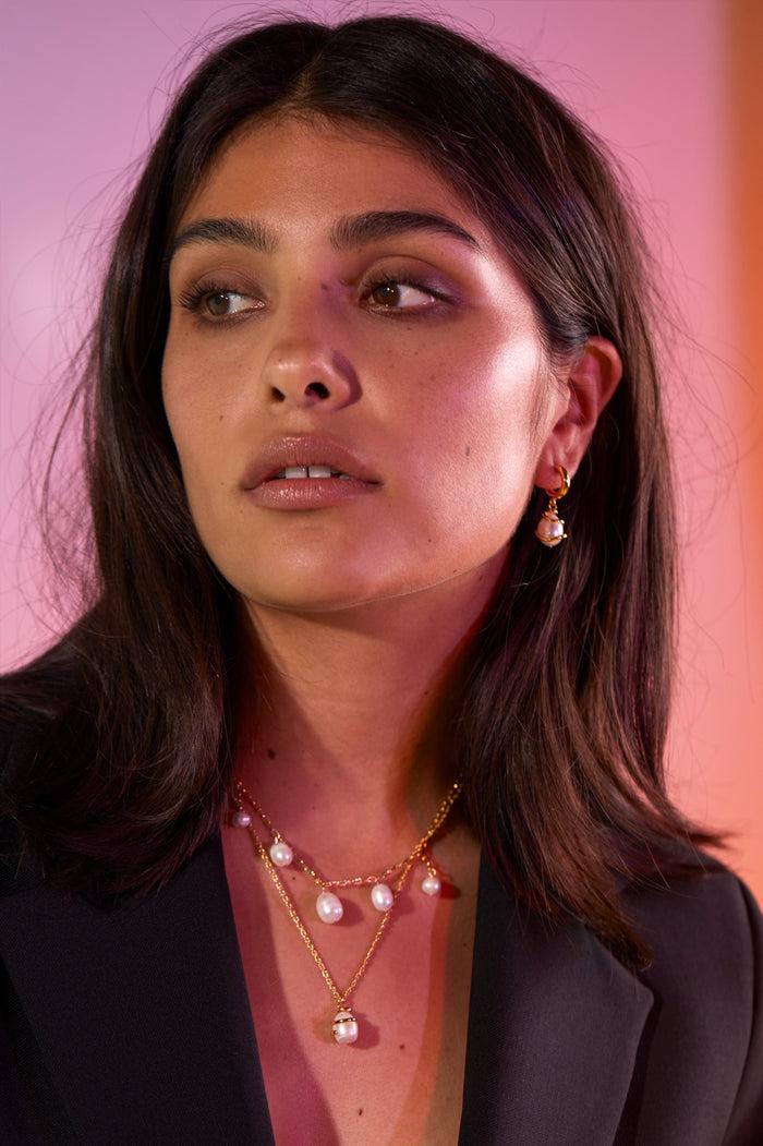 Estella Bartlett Pearl Wrap Rope Pendant Gold Plated | Pearl