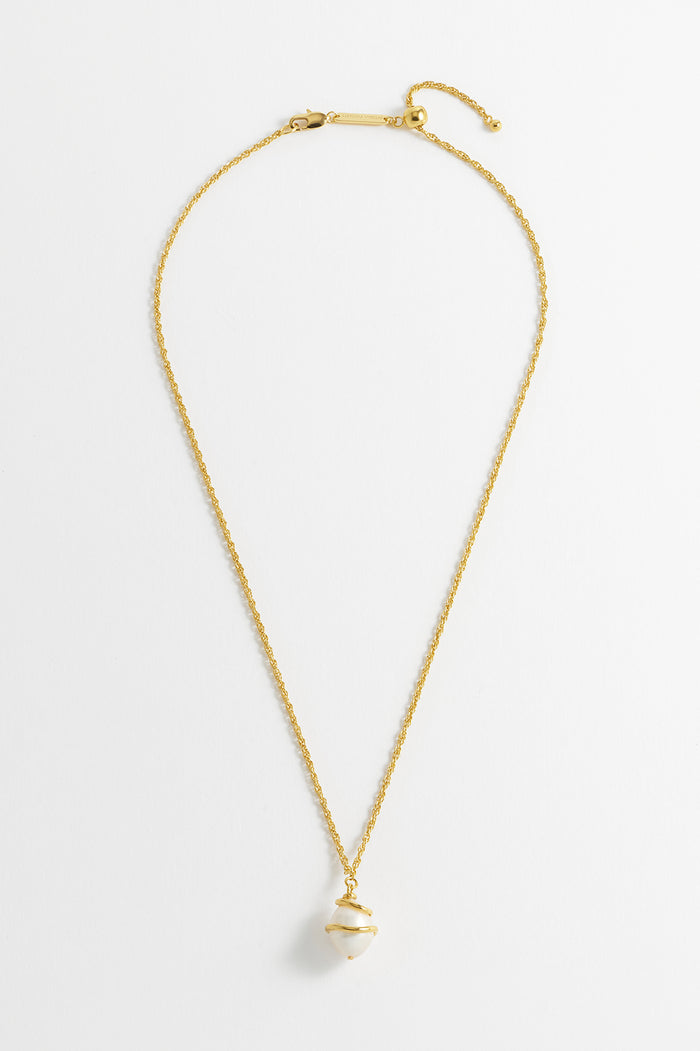 Estella Bartlett Pearl Wrap Rope Pendant Gold Plated | Pearl