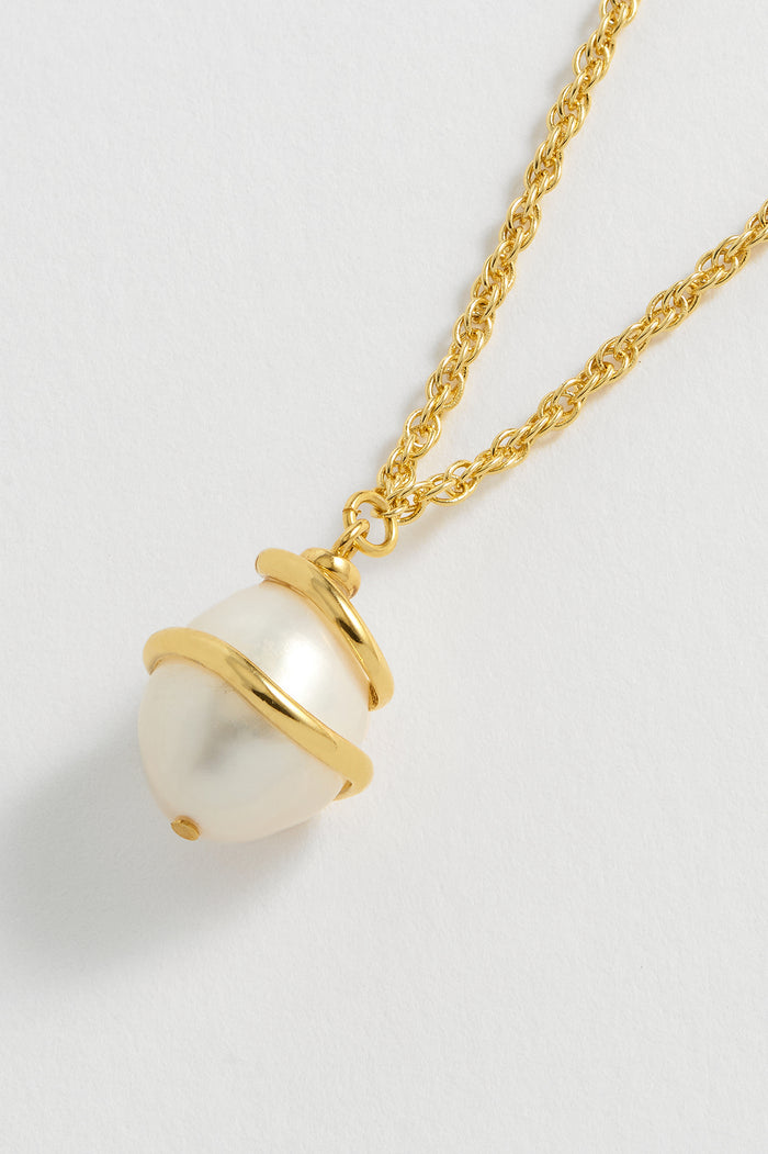 estella bartlett Pearl Wrap Rope Pendant Gold Plated | Pearl