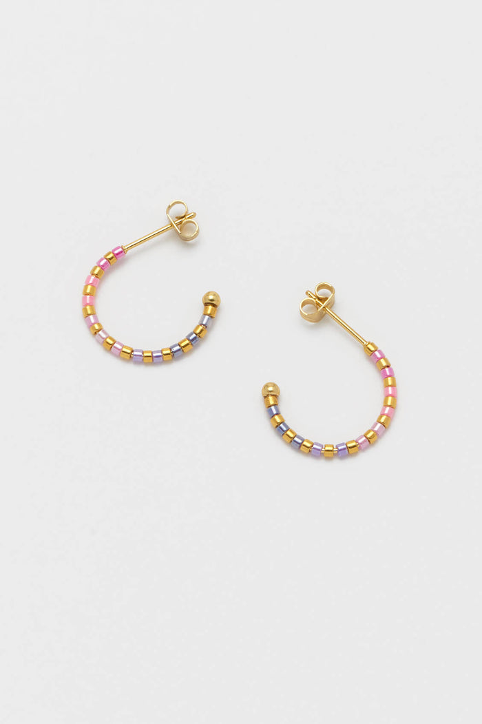 estella bartlett Pink Ombre Beaded Hoop Earrings Gold Plated