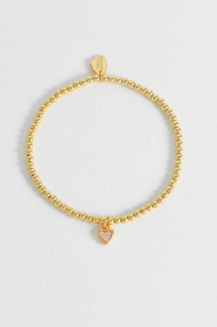 Estella Bartlett Pink Pearl Heart Bracelet Gold Plated | Pearl Packaging Message: With Love
