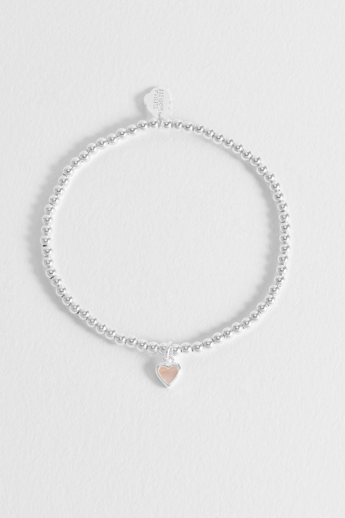 Estella Bartlett Pink Pearl Heart Bracelet Silver Plated | Pearl Packaging Message: With Love