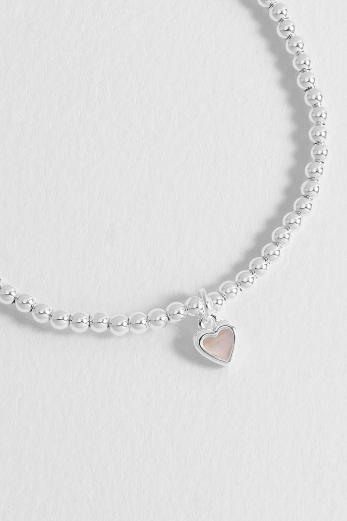 Estella Bartlett Pink Pearl Heart Bracelet Silver Plated | Pearl Packaging Message: With Love