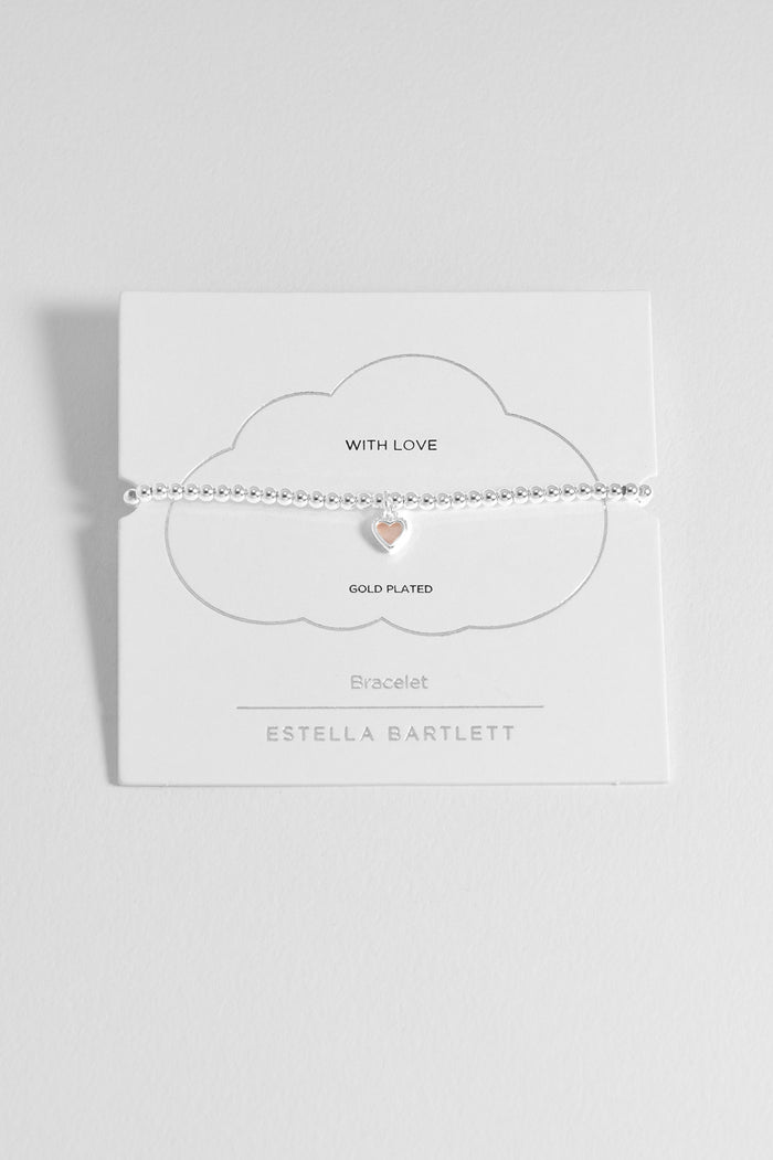 estella bartlett Pink Pearl Heart Bracelet Silver Plated | Pearl Packaging Message: With Love