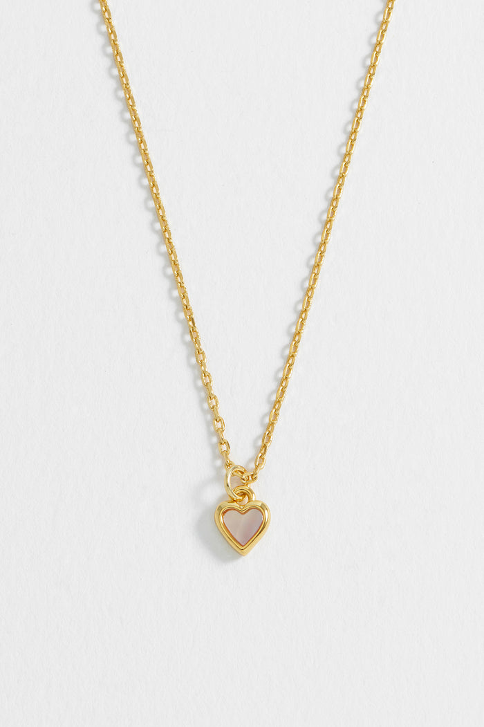 Estella Bartlett Pink Pearl Heart Necklace Gold Plated | Pink Pearl Packaging Message: With Love