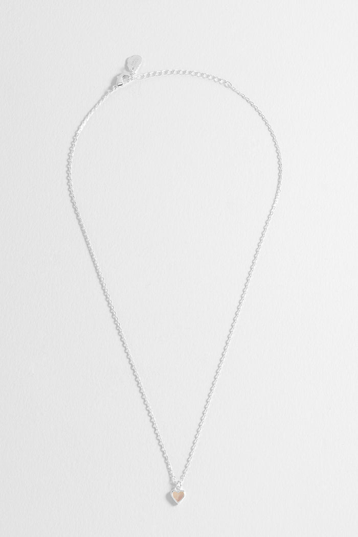Estella Bartlett Pink Pearl Heart Necklace Silver Plated | Pink Pearl Packaging Message: With Love