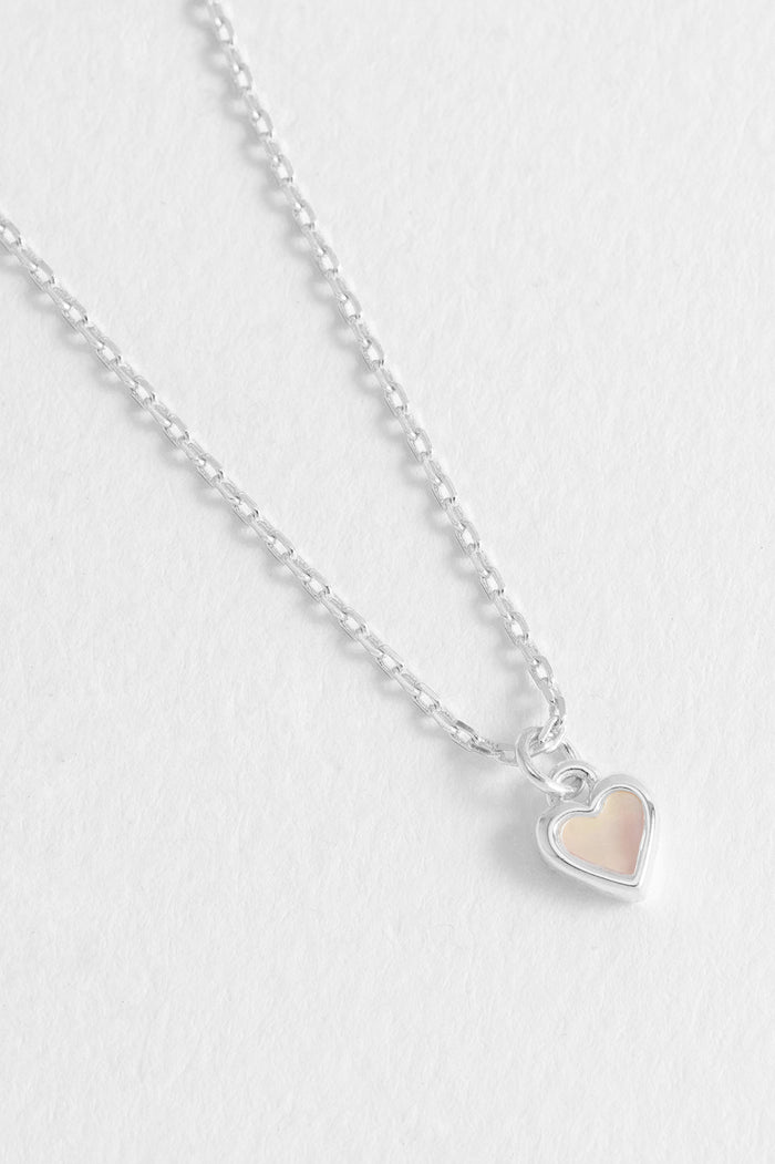 Estella Bartlett Pink Pearl Heart Necklace Silver Plated | Pink Pearl Packaging Message: With Love