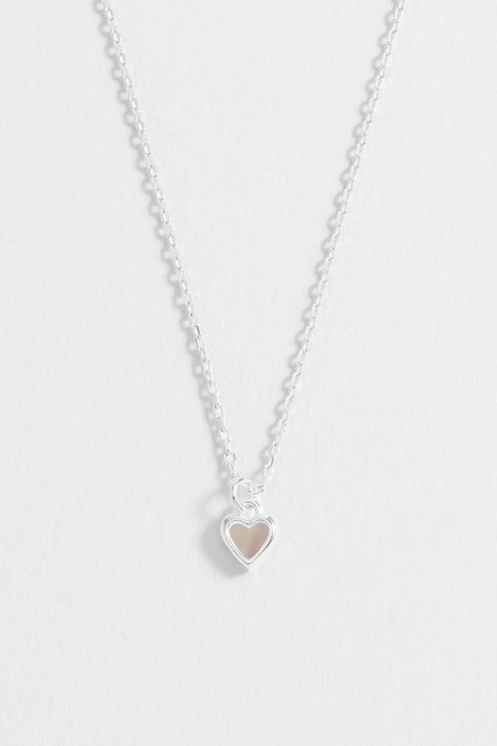 Estella Bartlett Pink Pearl Heart Necklace Silver Plated | Pink Pearl Packaging Message: With Love