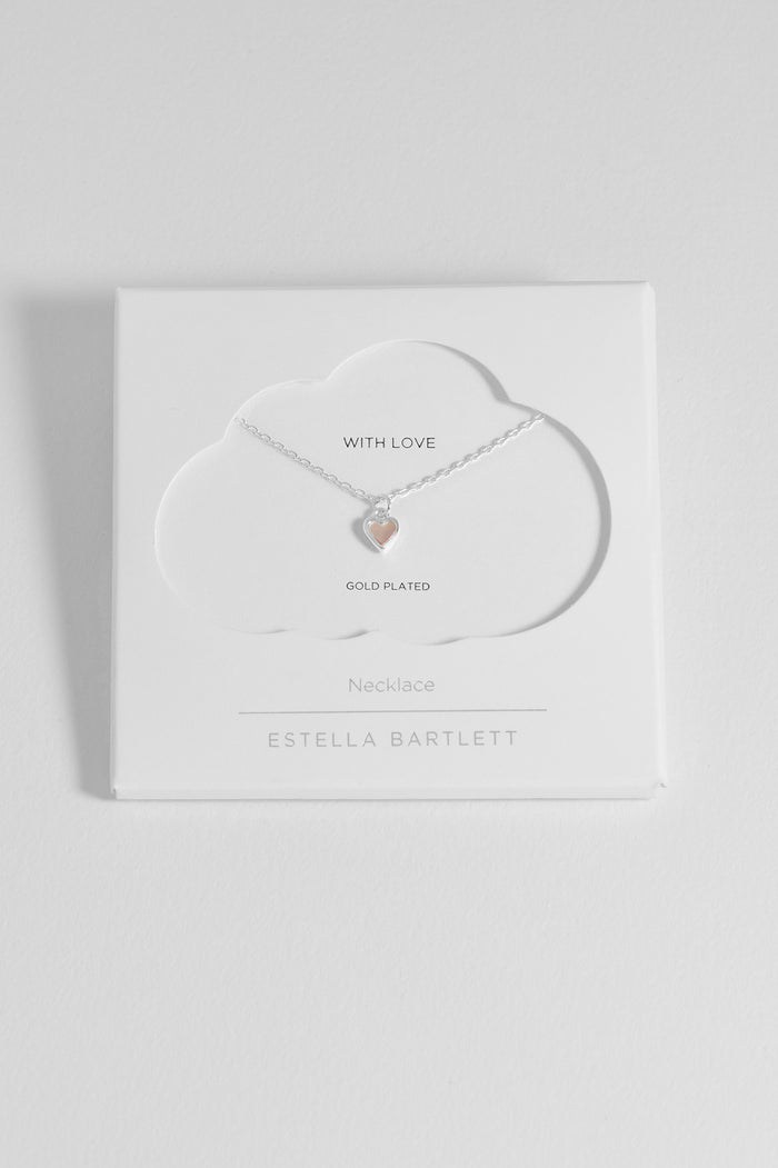 estella bartlett Pink Pearl Heart Necklace Silver Plated | Pink Pearl Packaging Message: With Love