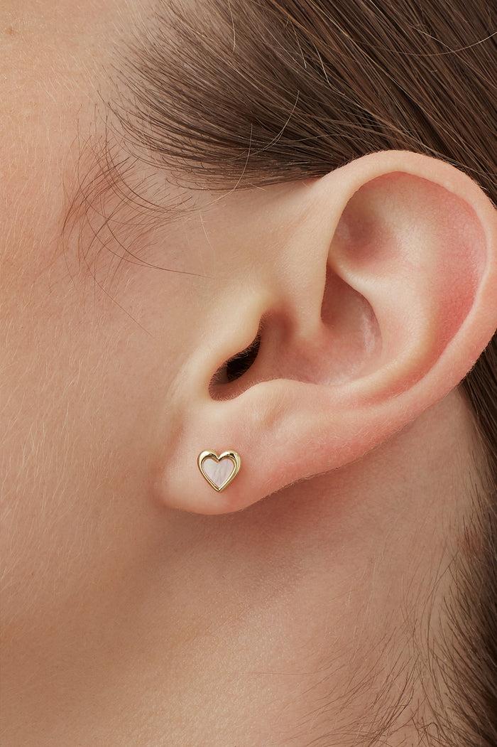 Estella Bartlett Pink Pearl Heart Stud Earrings Gold Plated | Pink Pearl