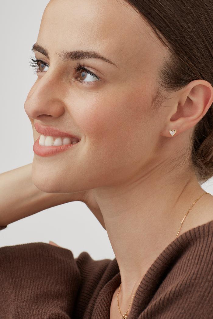 Estella Bartlett Pink Pearl Heart Stud Earrings Gold Plated | Pink Pearl