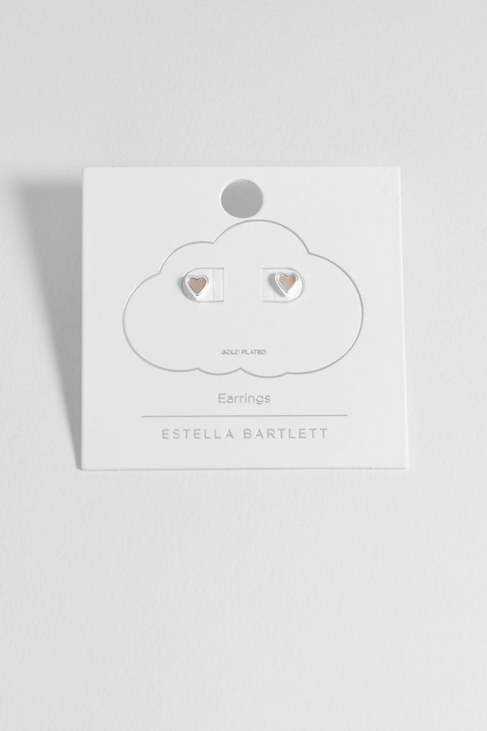 Estella Bartlett Pink Pearl Heart Stud Earrings Silver Plated | Pink Pearl