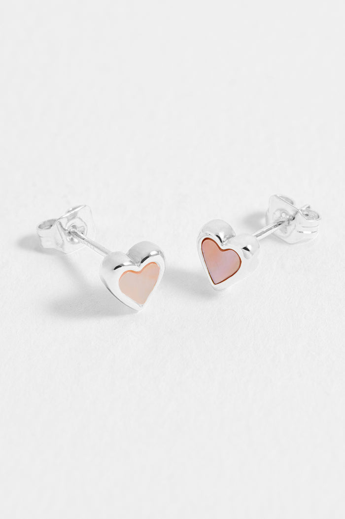 Estella Bartlett Pink Pearl Heart Stud Earrings Silver Plated | Pink Pearl