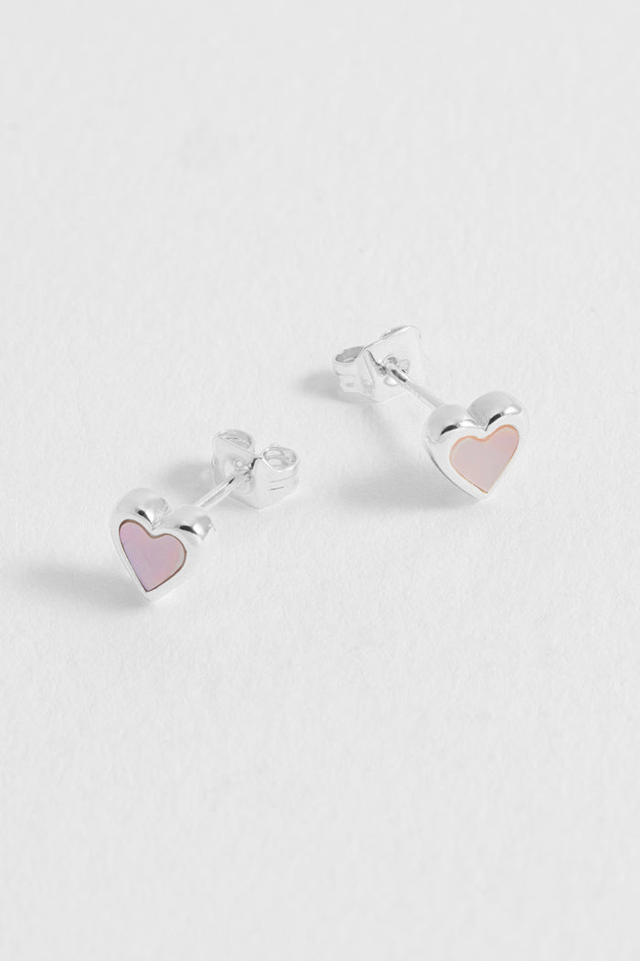 estella bartlett Pink Pearl Heart Stud Earrings Silver Plated | Pink Pearl