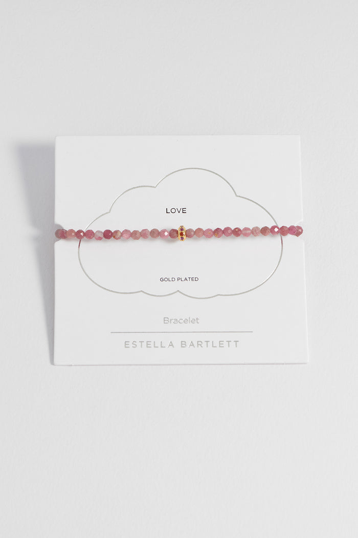 estella bartlett Pink Tourmaline CZ Disc Amelia Bracelet Gold Plated | Pink Tourmaline Packaging Message: Love