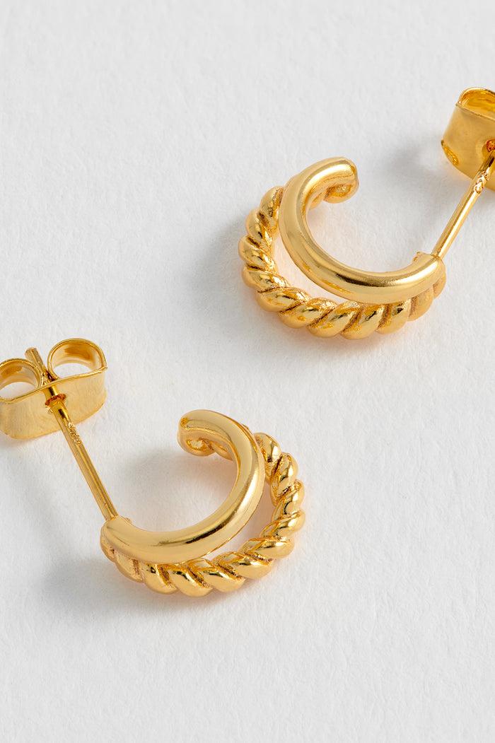 Estella Bartlett Plain And Twist Double Hoop Earrings Gold Plated