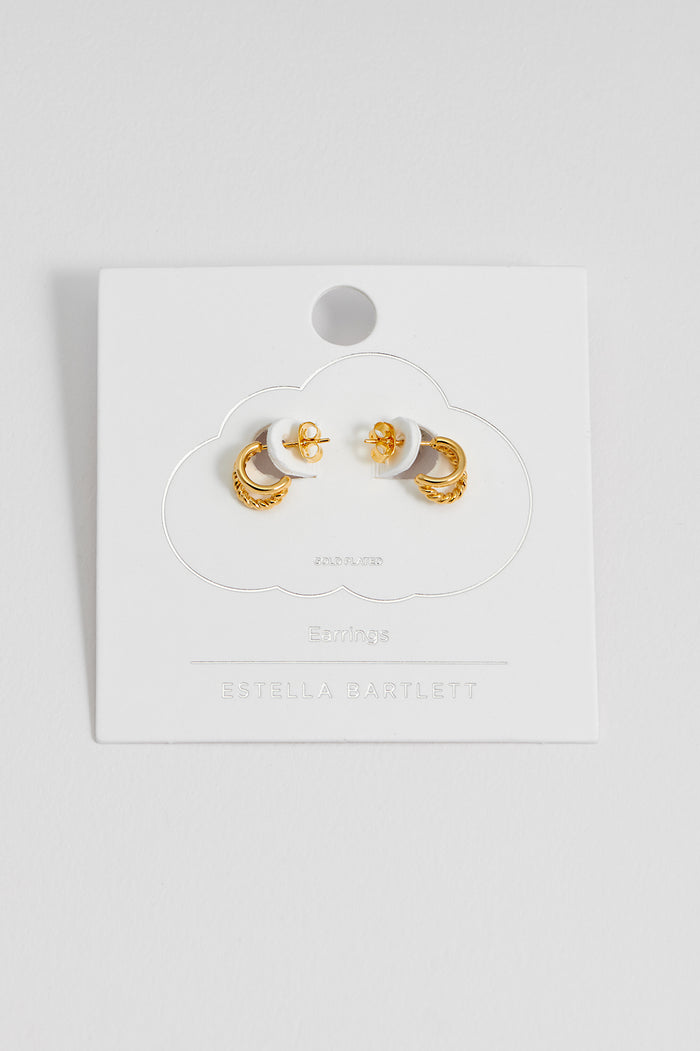 Estella Bartlett Plain And Twist Double Hoop Earrings Gold Plated