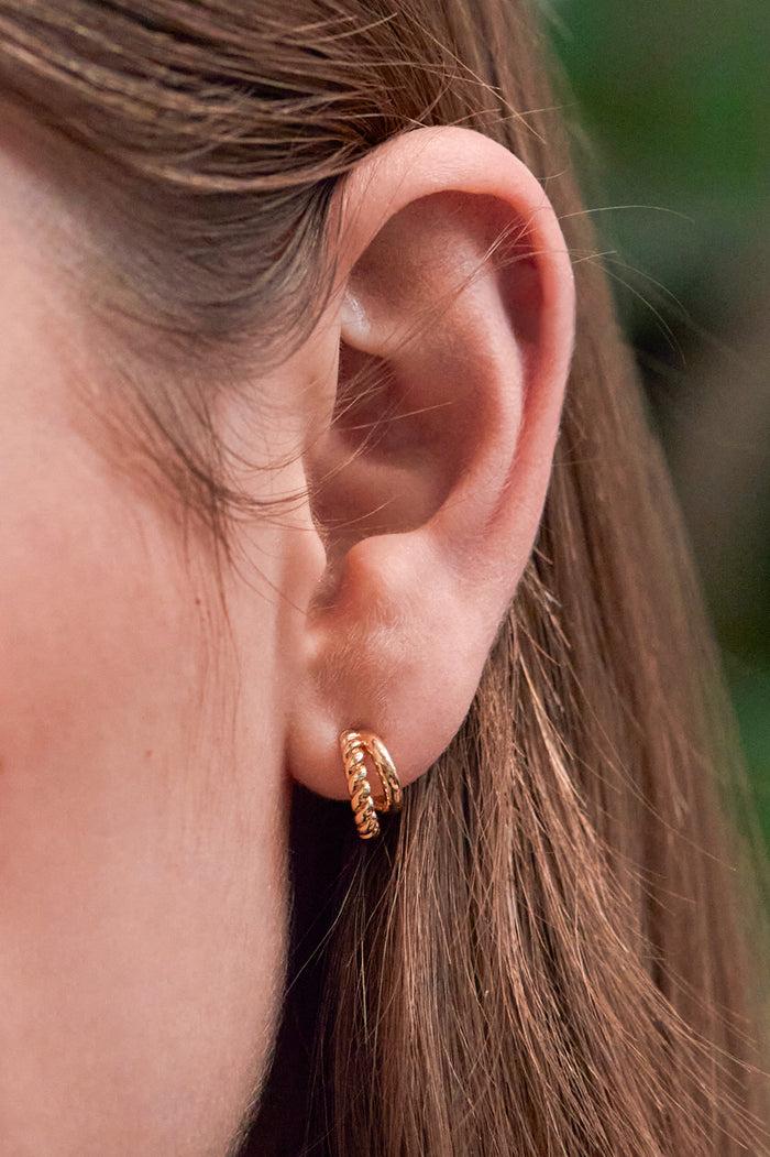 Estella Bartlett Plain And Twist Double Hoop Earrings Gold Plated