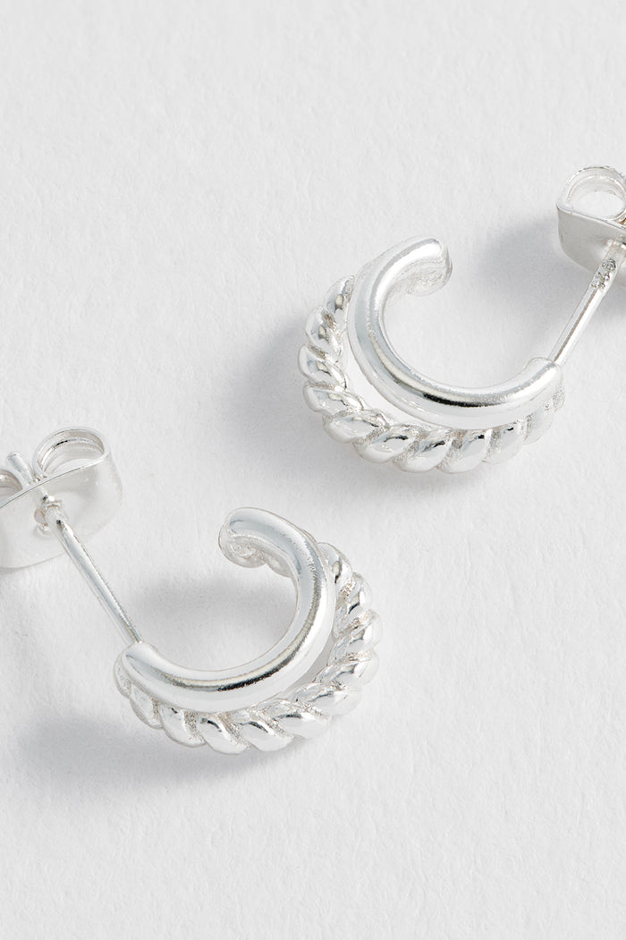 Estella Bartlett Plain And Twist Double Hoop Earrings Silver Plated