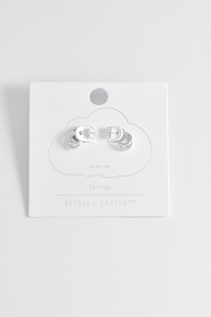 Estella Bartlett Plain And Twist Double Hoop Earrings Silver Plated