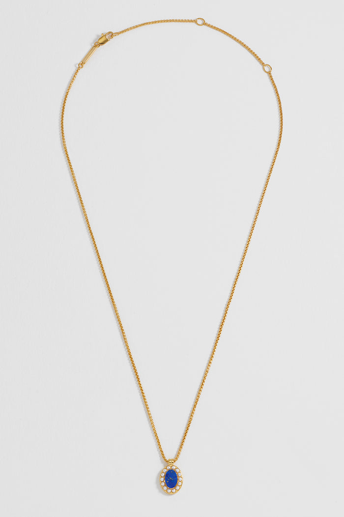 Estella Bartlett Portrait Pendant Necklace Gold Plated | Lapis