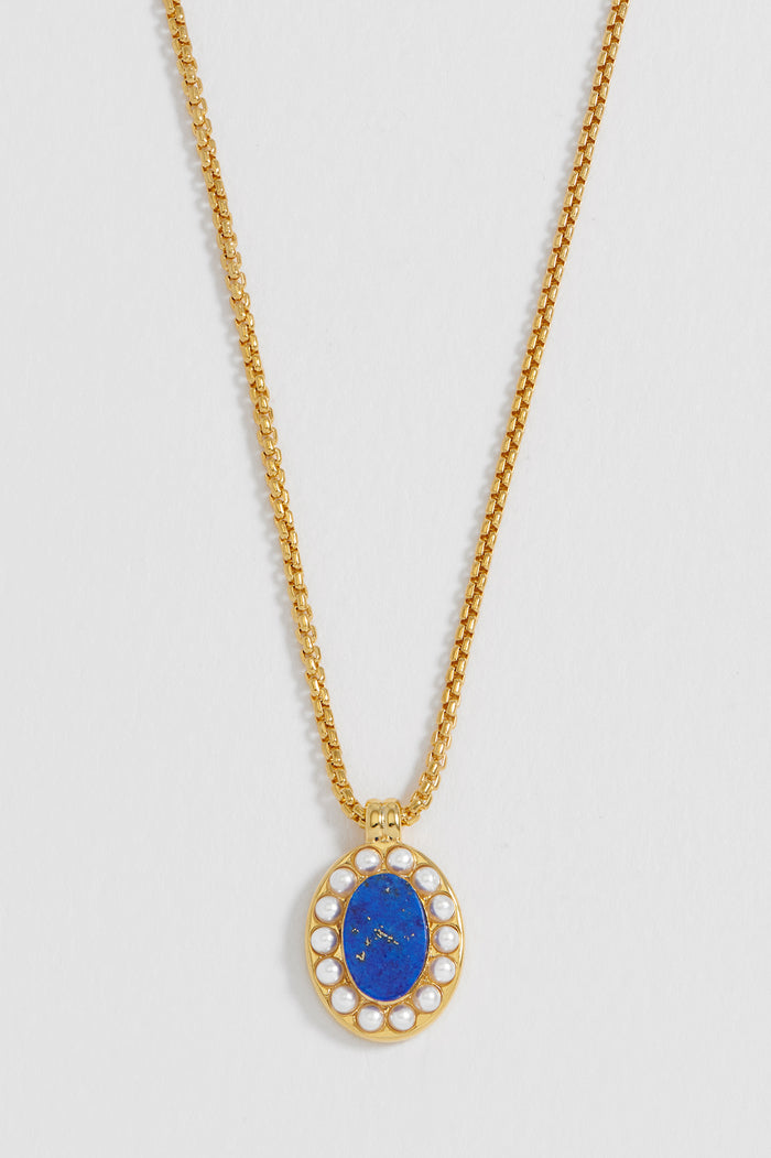 estella bartlett Portrait Pendant Necklace Gold Plated | Lapis