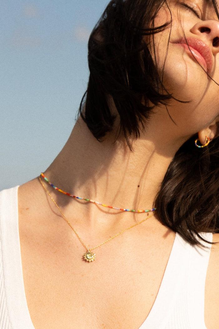 Estella Bartlett Rainbow Beaded Necklace Gold Plated