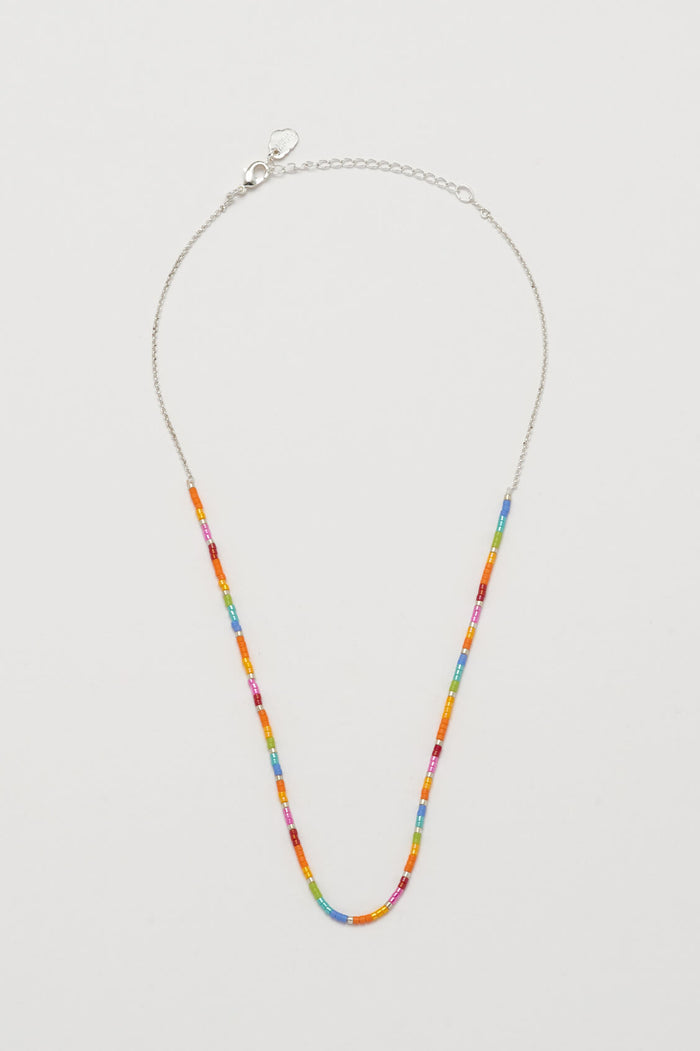 Estella Bartlett Rainbow Beaded Necklace Silver Plated